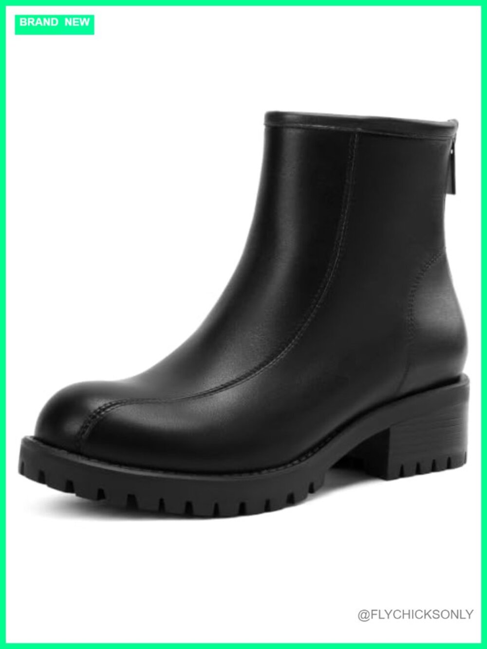Wide Width Chelsea Combat Ankle Boots Faux Leather Chunky Low Heel